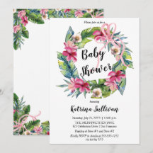 Hojas tropicales | Chica Floral Rosa Baby Shower