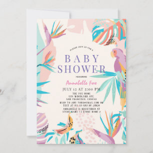 Invitación Hojas tropicales coloridas Perro Baby Shower