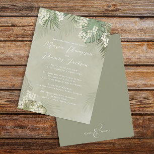 Invitación Hojas tropicales de color de agua de follaje boho