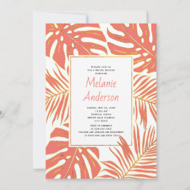 Invitación Hojas tropicales de coral boda ducha de novia