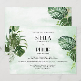 Invitación Hojas tropicales de monstera silvestres horizontal