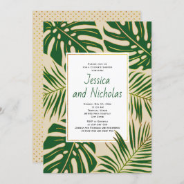 Invitación Hojas tropicales ducha de pareja boda beige