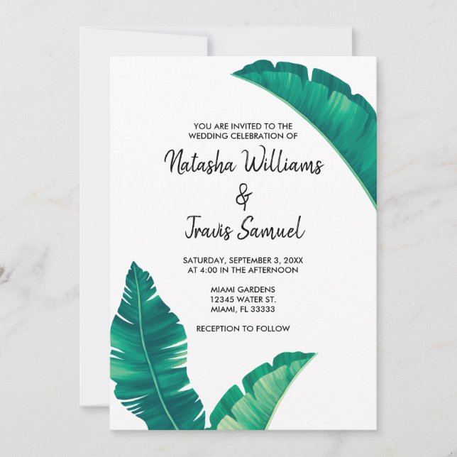 Invitación Hojas tropicales elegantes de palmera (Anverso)