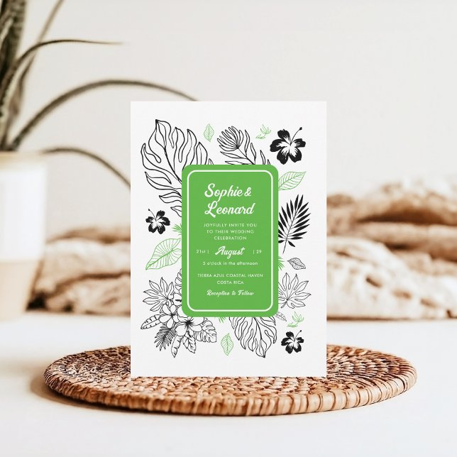 Invitación Hojas Tropicales Exóticas Boda de destino Playa (Subido por el creador)