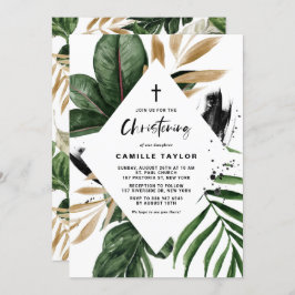 Invitación Hojas tropicales Faux Relieve metalizado dorado Ch