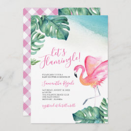 Invitación Hojas tropicales Flamingo Baby Shower