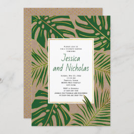 Invitación Hojas tropicales kraft papel parejas bodas ducha