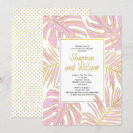 Invitación Hojas tropicales rosas boda ducha de pareja