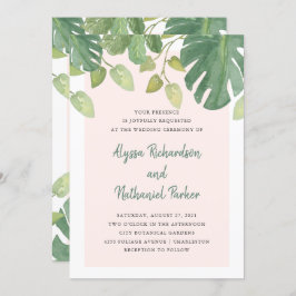 Invitación Hojas tropicales| Rubor y Boda Verde