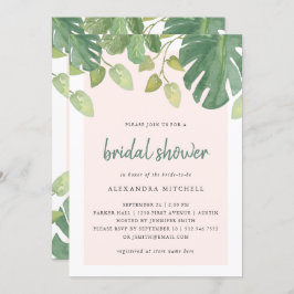 Invitación Hojas tropicales| Rubor y Green Bridal Shower