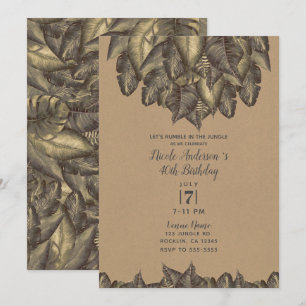 Invitación Hojas Tropicales Rústicas Botánicas Cumpleaños Vin