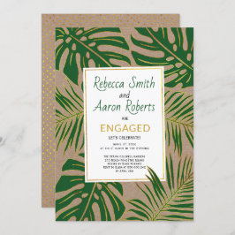 Invitación Hojas tropicales verdes kraft paper engagement par