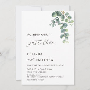 Invitación Hojas Verde Acuarela Flores Boda Casual