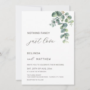 Invitación Hojas Verde Acuarela Flores Boda Casual