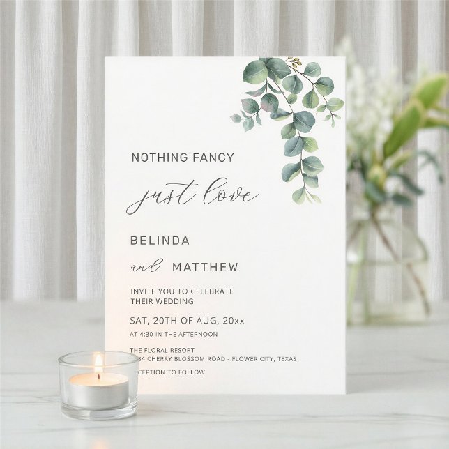 Invitación Hojas Verde Acuarela Flores Boda Casual (Subido por el creador)