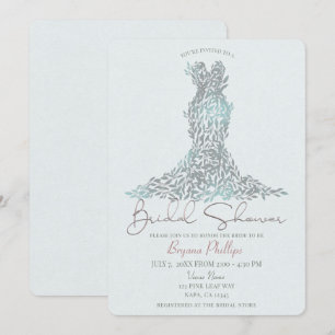 Invitación Hojas Verde Salvia Vestido Glamour Moderno para De