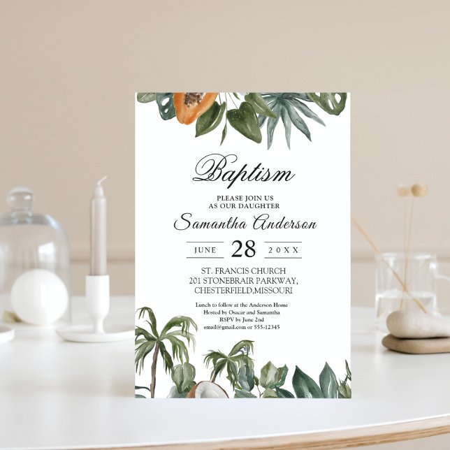 Invitación Hojas Verdes Acuarela Tropical De Moda (Subido por el creador)