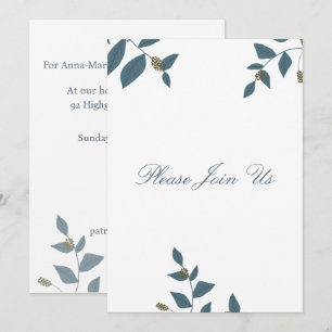Invitación Hojas Verdes Azules y Bayas Ligeras