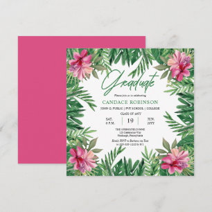 Invitación Hojas Verdes Boho   Fiesta de Graduación de Hibisc