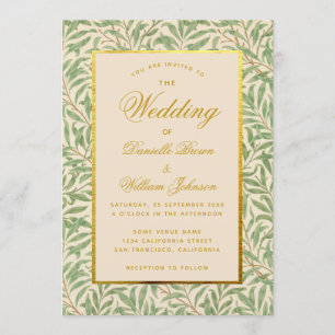 Invitación Hojas Verdes de Boda Falso Morris de Sauce Dorado