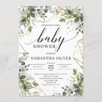 Hojas verdes de Boho y ducha con marco dorado