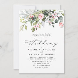 Invitación Hojas verdes de eucalipto floral moderno para boda