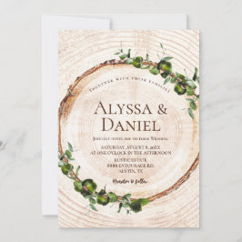 Invitación Hojas verdes de la corteza del árbol de madera Bod