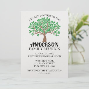 Invitación Hojas verdes de la unión familiar de árboles