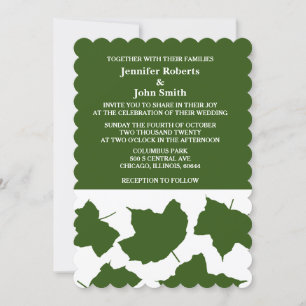 Invitación Hojas verdes de otoño blancas del borde 2024