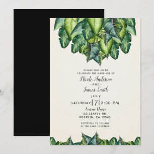 Invitación Hojas Verdes de Selva Tropical Botánica Boda