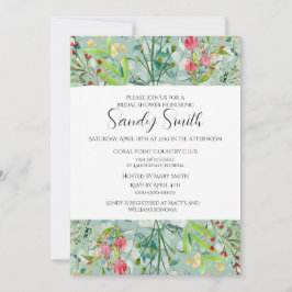 Invitación Hojas verdes del Boho y ducha de novias con flores