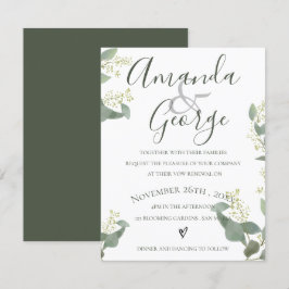 Invitación Hojas verdes | Guión elegante | Renovación del vot