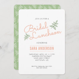 Invitación Hojas verdes sabrosas y almuerzo de novias corales