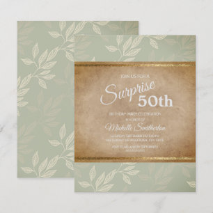 Invitación Hojas verdes salvia rústicas elegantes Cumpleaños