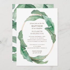 Invitación Hojas verdes tropicales. Bautismo botánico de vege