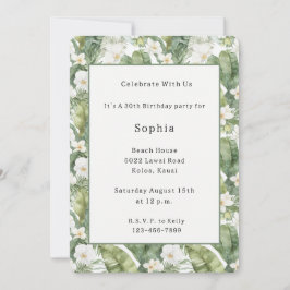 Invitación Hojas Verdes Tropicales Orquídeas Blancas Cumpleañ