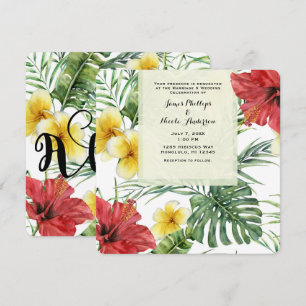 Invitación Hojas y Flores Botánicas Tropicales Floral Aloha