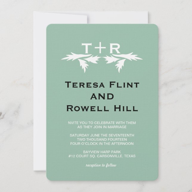 Invitación hojas y monograma (Anverso)