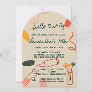 Invitación Hola 30 Treinta y Treinta y Treinta Almuerzo de Vi