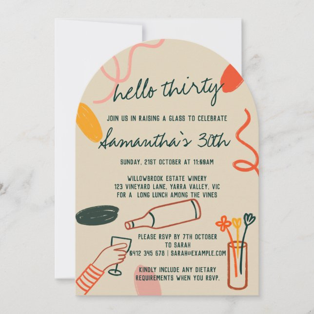 Invitación Hola 30 Treinta y Treinta y Treinta Almuerzo de Vi (Anverso)