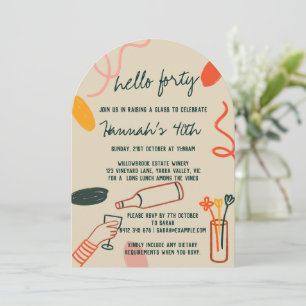 Invitación Hola 40 Cuarenta Bodega Lunch Cumpleaños