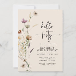 Invitación Hola 40 cumpleaños de Boho