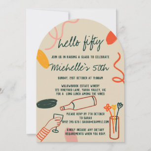 Invitación Hola 50 Cincuenta y cincuenta cumpleaños de la Bod