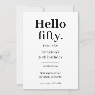 Invitación Hola, 50 Modas de la fiesta de cumpleaños 50
