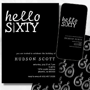 Invitación Hola 60 cumpleaños fiesta de cumpleaños moderna ne