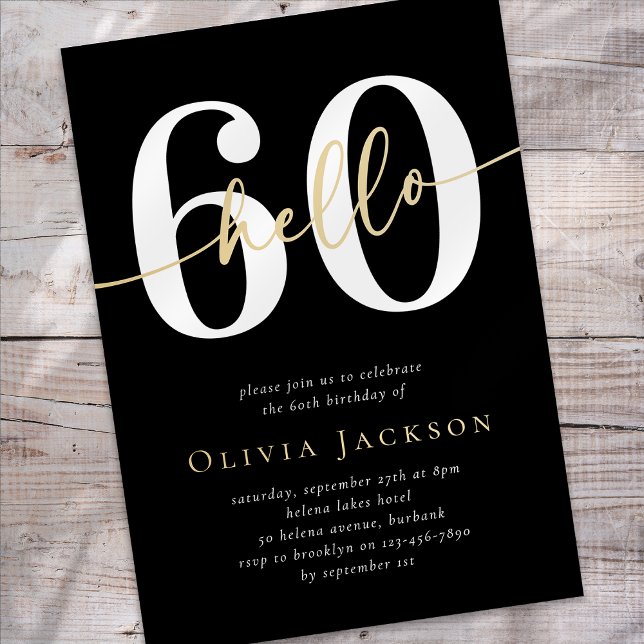 Invitación Hola 60 Fiesta del sexagésimo cumpleaños (Subido por el creador)