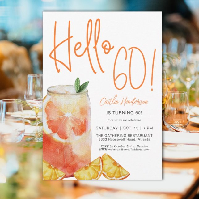 Invitación Hola 60 Naranja divertida Cumpleaños (Subido por el creador)