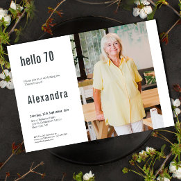 Invitación Hola 70 Personalizados modernos Foto 70 cumpleaños