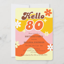 Invitación Hola 80 Ola Retro Groovy Cumpleaños Flor