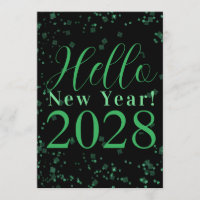 ¡Hola Año Nuevo! Nochevieja Verde Negro Brillante